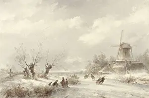 Lodewijk: Winter Landscape with Skaters by a Windmill