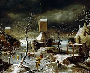 Windmills: Winter Landscape with Windmills