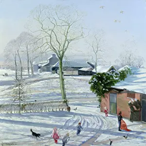 Easton: Winter Oak ' snow scene with farm