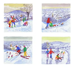 Sledging: Four Winter Pastimes gift tags