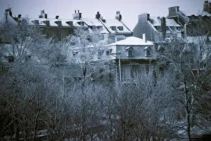 Mansard: Winter Rooftops with Snow Quebec Canada