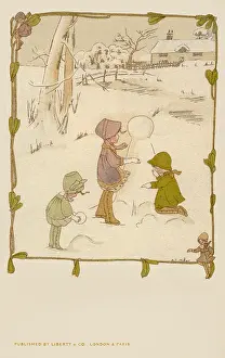 Hildmiller: Winter scene. Building a snowman