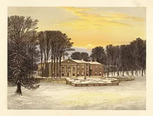 Dorsetshire: Winter scene with the Down House, Dorsetshire, England