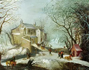Snowscene: Winter Scene ' people on bridge etc