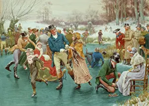 Dadd: Winter Scene ' people skating on the ice