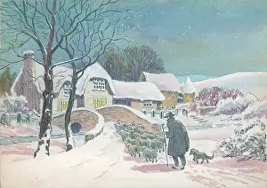 Wheatcroft: Winter scene with sheep and shepherd