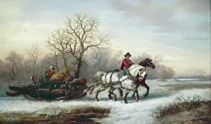 Leeuw: Winter Scene with Timber Sled