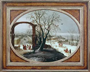 Momper: Winter ' snowscene with tree and town