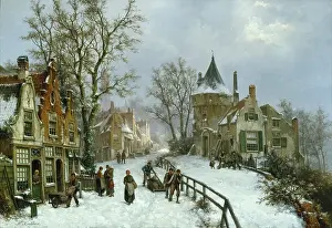 Koekkoek: A Winter Street Scene in Utrecht
