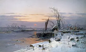 Snowscene: Winter Sunset on an Estuary