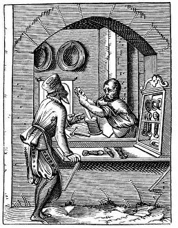 Shutter: Wire Worker. From 16th century woodcut