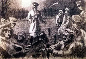Empson: RE wiring party in front of the trenches, WW1