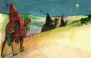 Magi: The three wise men following the star