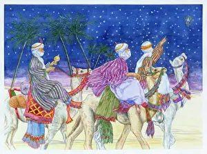 Bradbury: The Three Wise Men riding camels looking at the guiding star