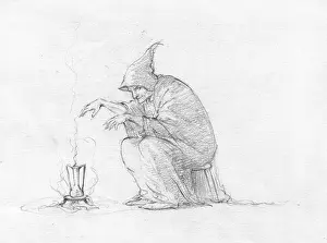 Stools: A witch performing alchemy