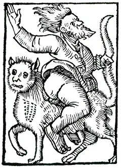 Witchery: Witch Riding Backwards On Cat, 1489