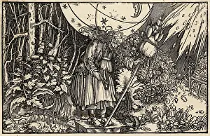Distaff: Witch uses distaff summon up a storm, 1537