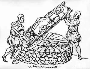 Hangman: witches, witch hunt, a witch is being burnt at