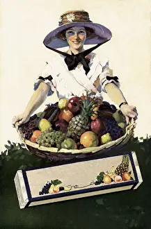 Pineapples: Woman with Basket of Fruit