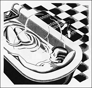 Relaxes: WOMAN BATHING