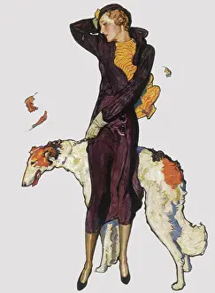 Leash: Woman with Borzoi