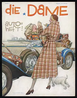 C1930: WOMAN, CAR & DOG C1930