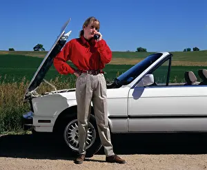 Cellular: Woman with Car Trouble Speaking Requesting Assistance On