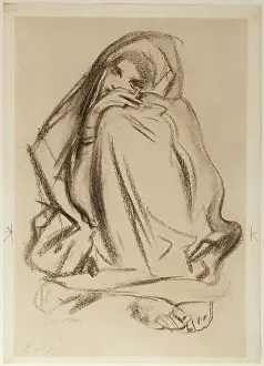 Charcoal: Woman with a cigarette