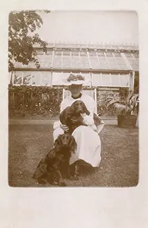 Cocker: Woman with two Cocker Spaniels