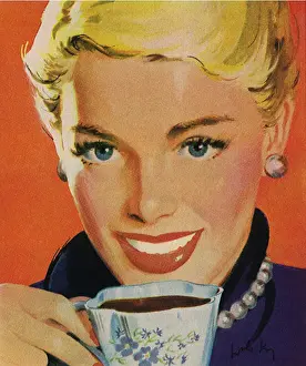 Raises: Woman with Coffee Cup
