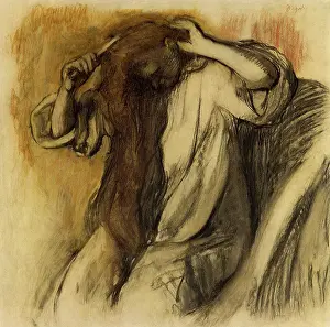 Nightgown: Woman Combing Hair, by Degas