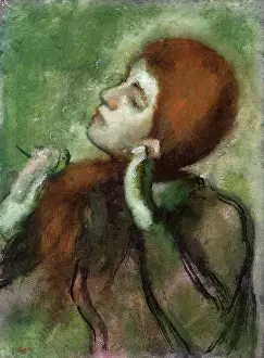 Combing: Woman Combing Hair, by Degas
