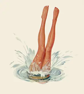 Swimmers: Woman Completing Dive