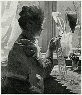 Stitching: Woman crocheting 1906
