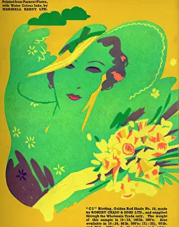 Daffodil: Woman with daffodils in Art Deco style
