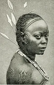 Scar: Woman with decorative scars, Belgian Congo, Central Africa