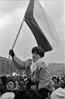 Jaromir: Woman - demonstration - flag - Letna