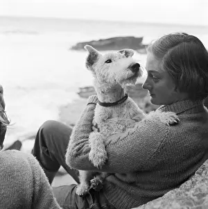 Clifftop: A woman and her dog