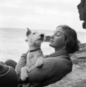 Clifftop: A woman and her dog