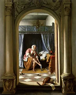 Bodice: Woman Dressing, by Jan Steen