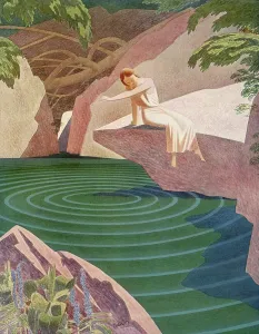 Repose: Woman drops Stone in Pond
