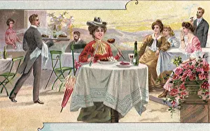 Eagerly: Woman Eats at Cafe