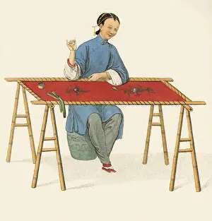 Stretched: Woman Embroidering