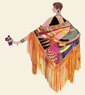 Tassles: Woman in exotic shawl