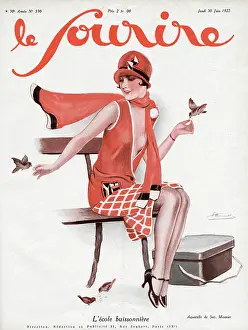 Cloche: Woman feeding birds