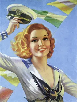 Woman with Flags