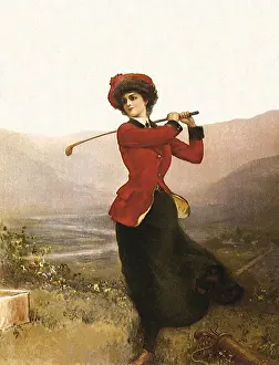 Swirling: Woman Golfer by Seaside