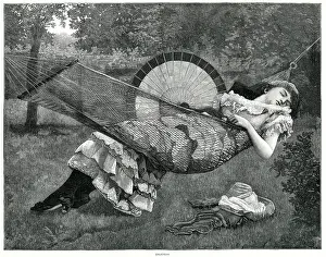 Hammock: Woman in hammock 1885