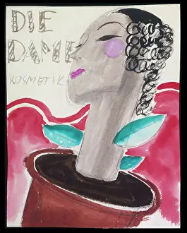 Dryden Collection: Woman head in plant pot