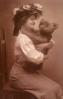 Hugs: Woman Hugs Teddy Bear